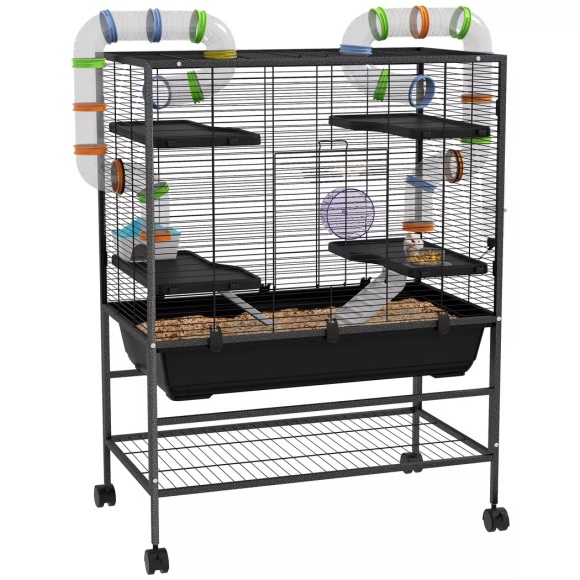 PawHut - Hamsterkäfig, One Size, Schwarz
