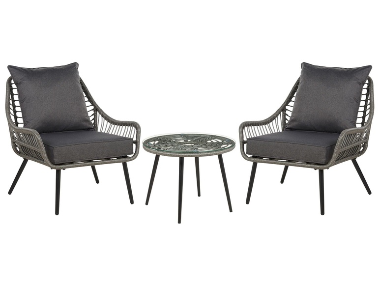 Bistro Set aus PE Rattan Boho LAURETO Bistro Set aus PE Rattan Boho LAURETO