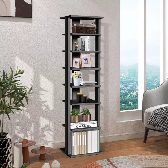 Northix - Schuhregal aus Holz 8-stöckiges Schuhregal Schuh-Organizer vertikal 27,5x26,5x110cm Schwarz, 116CM