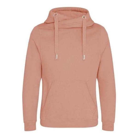 Cross Neck Kapuzenpullover Unisex Pink L