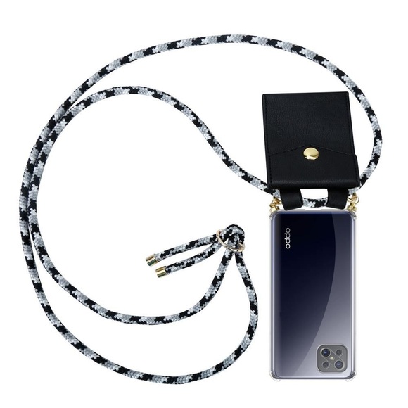 Handy Kette für Oppo A92s Silikon mit Gold Ringen