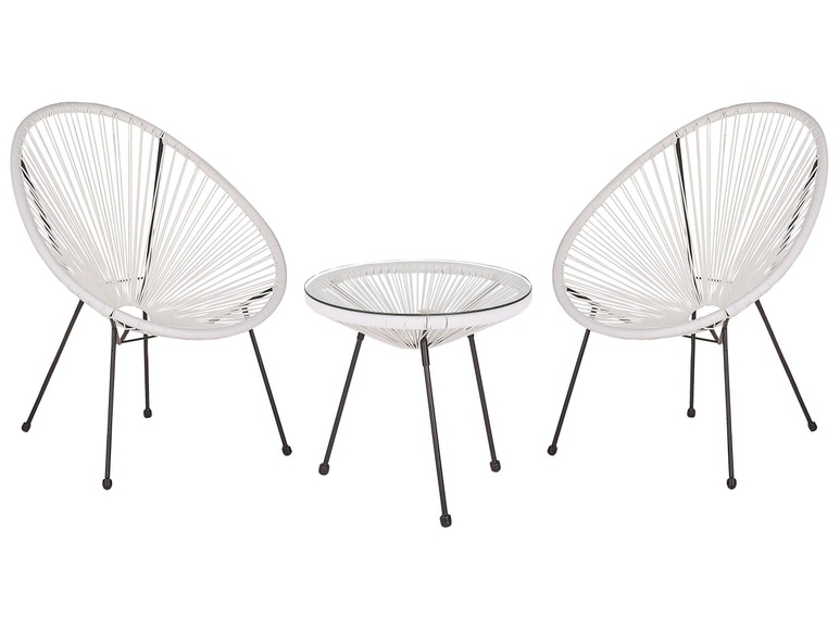Beliani Rattanmöbel Set Kunststoff weiss Acapulco II