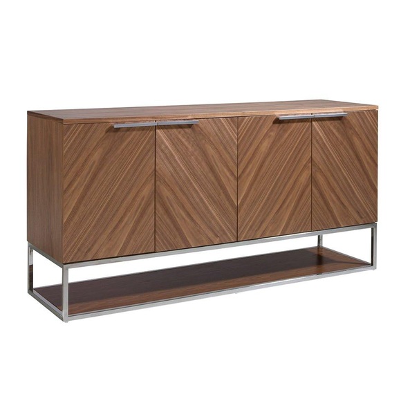 Sideboard Walnuss Und Chromstahl Unisex Baumnuss ONE SIZE