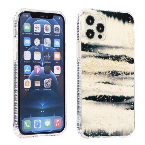 iPhone 13 Pro Max - Softes Silikon Gummi Case white-black Marble
