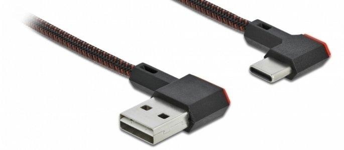 Delock EASY-USB 2.0 Kabel Typ-A Stecker zu USB Type-C™ Stecker gewinkelt links / rechts 0,5 m schwarz, 0,5 m, USB A, USB C, 2.0, Schwarz