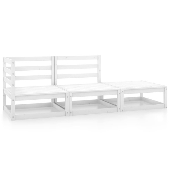vidaXL 3-tlg. Garten-Lounge-Set Weiß Kiefer Massivholz