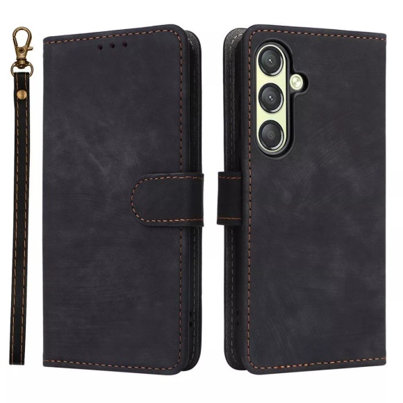 Cover-Discount - Galaxy S25 Ledertasche mit RFID Blocker, Schwarz