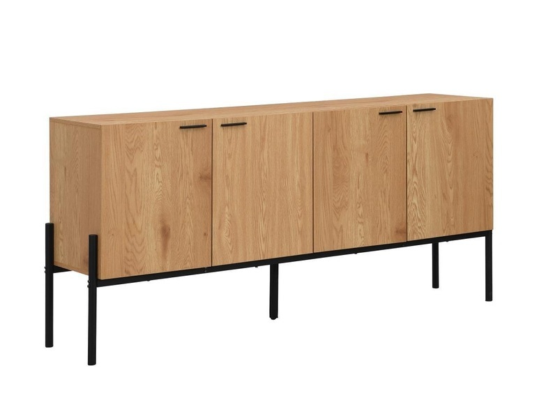 Sideboard mit 4 Türen - Helle Holzfarben & Schwarz - MEMPHIS II Sideboard mit 4 Türen - Helle Holzfarben & Schwarz - MEMPHIS II