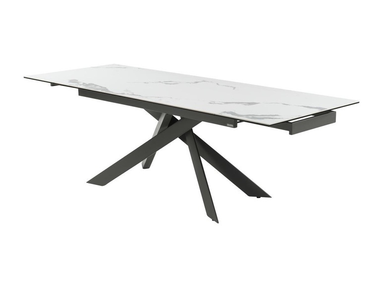 Esstisch für 6 bis 10 Personen ausziehbar - Keramik & Metall - Marmor-Optik Weiß & Anthrazit - COREMA von Pascal MORABITO Esstisch für 6 bis 10 Personen ausziehbar - Keramik & Metall - Marmor-Optik Weiß & Anthrazit - COREMA von Pascal MORABITO