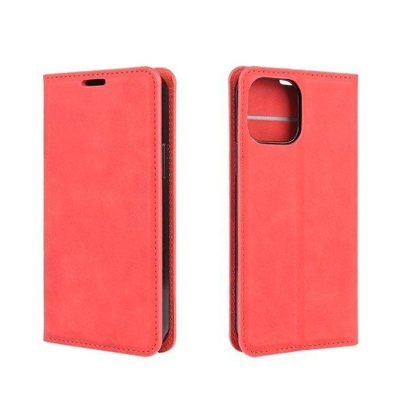 iPhone 12 / 12 Pro - Seidige Stand Flip Case Hülle rot