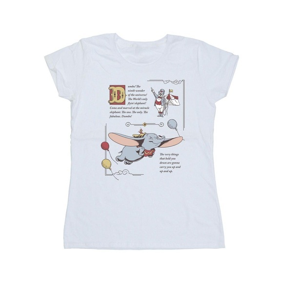 Dumbo Story Book Page Tshirt Damen Weiss S
