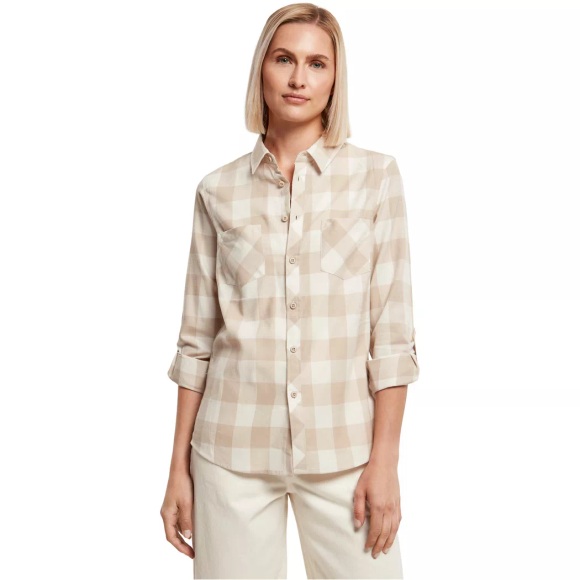 URBAN CLASSICS - Kariertes Flanellhemd für Frauen Turnup, Damen, Größe L
