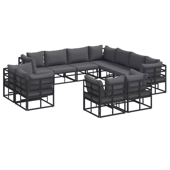 VidaXL - Garten-sofa aluminium, One Size, Schwarz