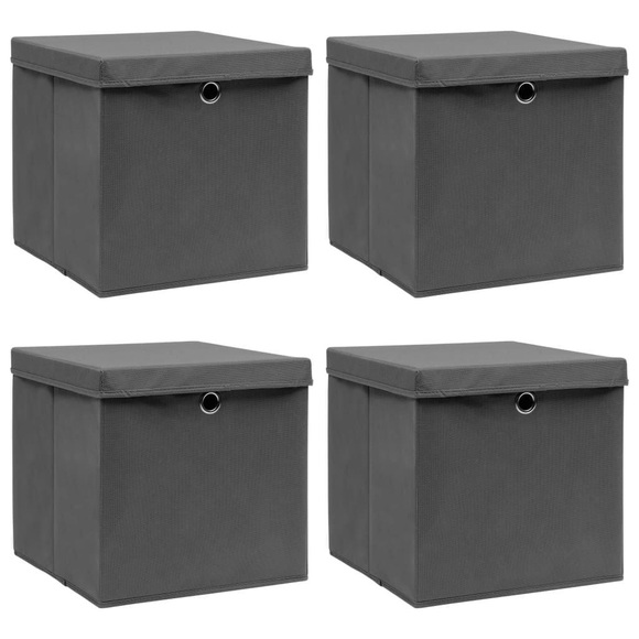 vidaXL Aufbewahrungsboxen mit Deckel 4 Stk. Grau 32×32×32 cm Stoff