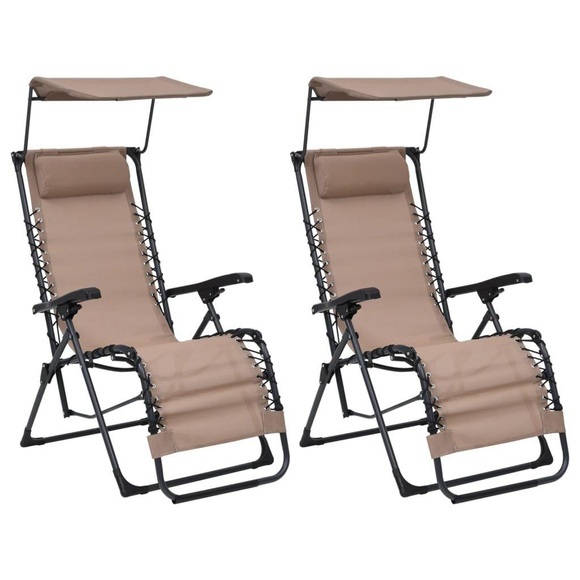 vidaXL Klappbare Liegestühle 2 Stk. Textilene Taupe