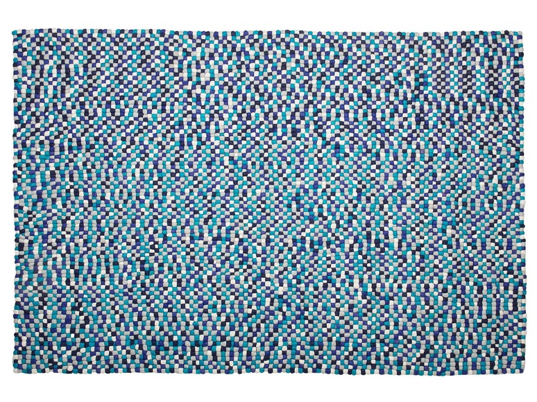 Beliani Filzkugelteppich Marineblau/Weiss 160 x 230 cm AMDO