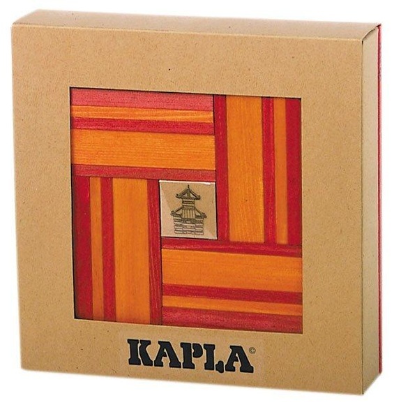 KAPLA Holzbausteine Farben-Set mit Buch 40-teilig rot-orange