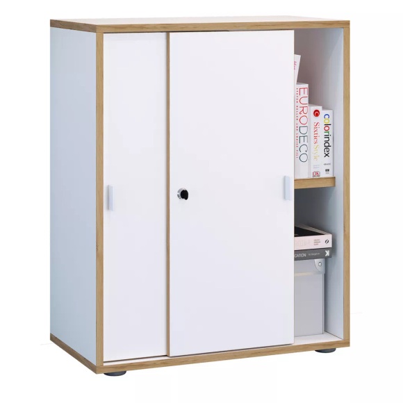 VCM - Büroschrank Schiebetüren Salia 2fach B60, One Size, Weiss