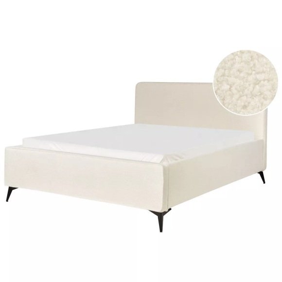 Bett mit Lattenrost aus Bouclé Klassisch VALOGNES Bett mit Lattenrost aus Bouclé Klassisch VALOGNES