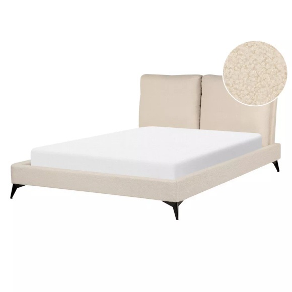 Bett mit Lattenrost aus Bouclé Klassisch MELLE Bett mit Lattenrost aus Bouclé Klassisch MELLE
