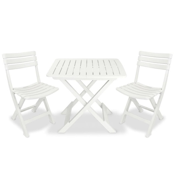 3-tlg. Bistro-Set Klappbar Kunststoff Weiss