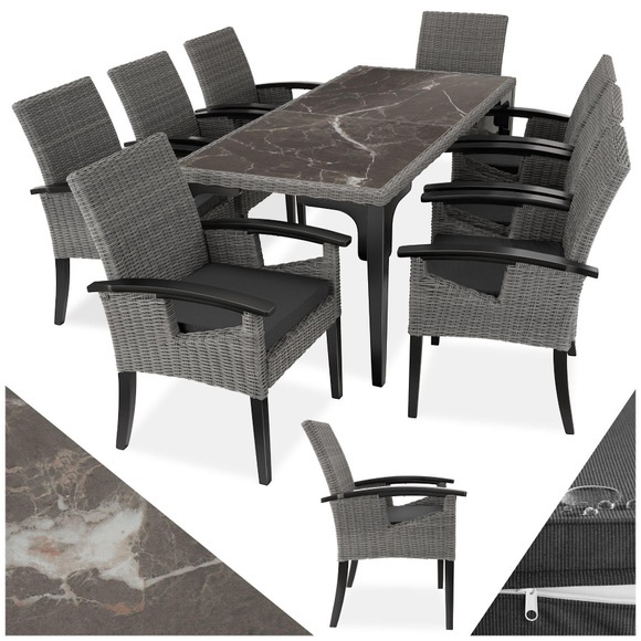 Rattan Tisch Foggia mit 8 Stühlen Rosarno Rattan Tisch Foggia mit 8 Stühlen Rosarno