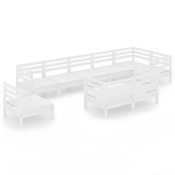 vidaXL 9-tlg. Garten-Lounge-Set Massivholz Kiefer Weiß