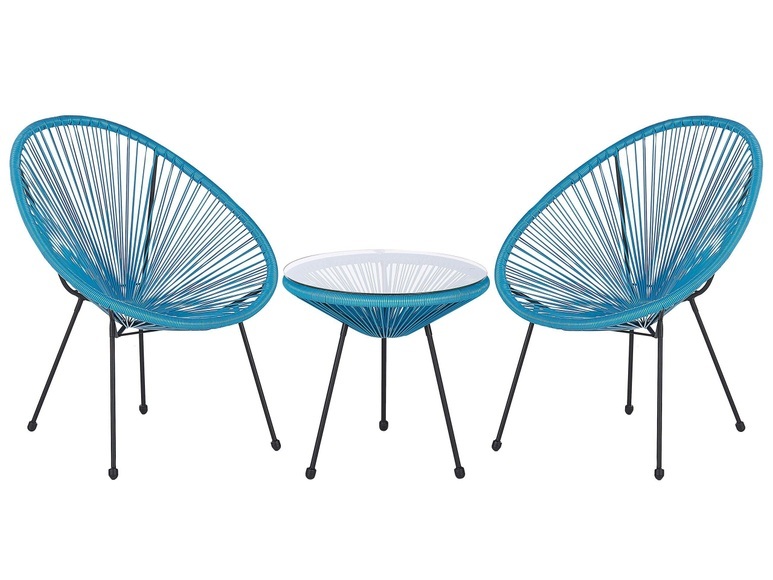 Beliani Rattanmöbel Set Kunststoff blau Acapulco II
