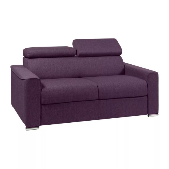LINEA SOFA - Schlafsofa 2-Sitzer - Liegefläche: 120 cm - Matratzenhöhe: 22 cm mit Memory Schaum - Stoff - Violett - VIZIR, One Size