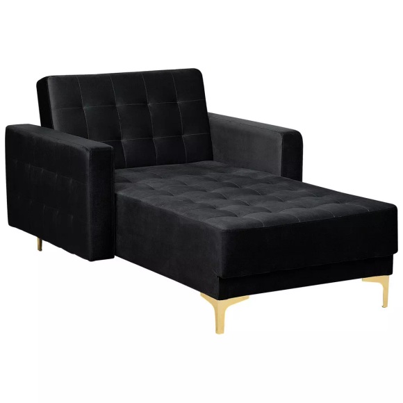 Beliani - Chaiselongue aus Samtstoff Modern ABERDEEN, One Size, Schwarz