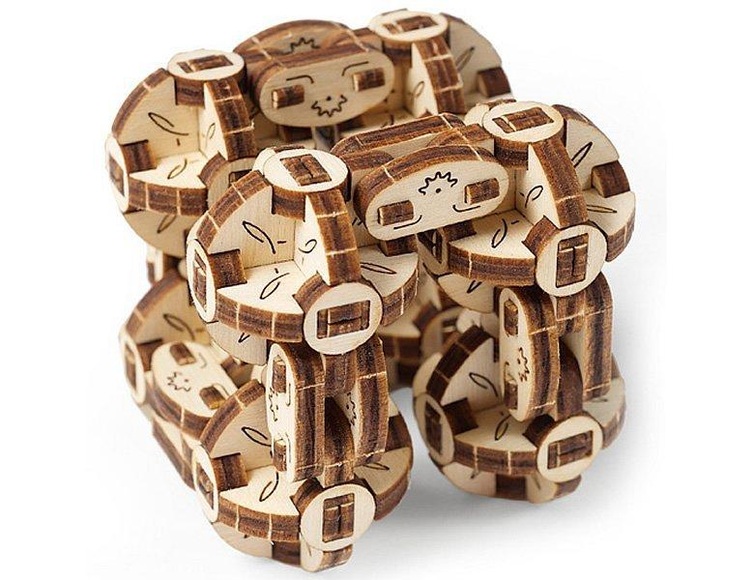Ugears - Konstruktionsspiel 3D Flexi Cube - 144 Teile - Beige