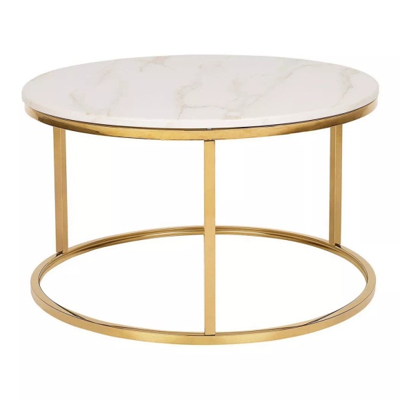 Beliani Couchtisch weiss/Gold Marmor Optik CORAL