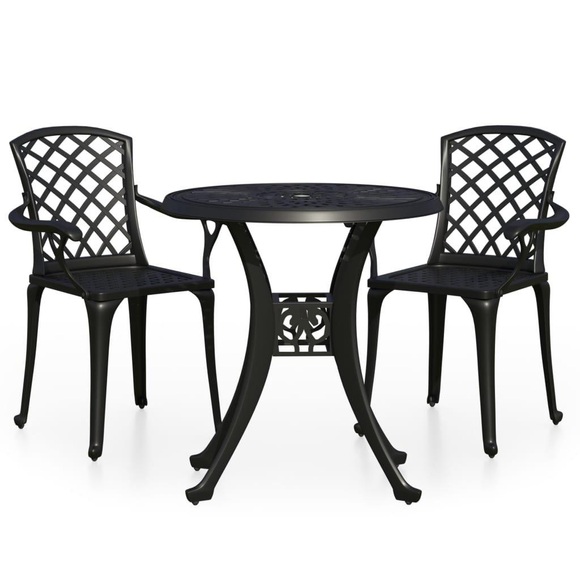 vidaXL 3-tlg. Bistro-Set Aluminiumguss Schwarz