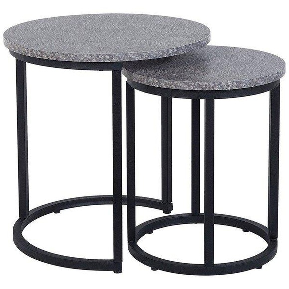Beliani Beistelltisch 2er Set Betonoptik/schwarz DIXIE