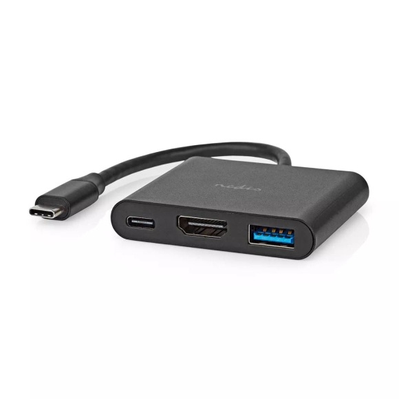 USB-Multi-Port-Adapter | USB 3.2 Gen 1 | USB-C? Stecker | HDMI? Ausgang / USB-A Buchse / USB-C? Buchse | 5 Gbps | 0,10 m | Rund | Vernickelt | PVC | Schwarz | Box