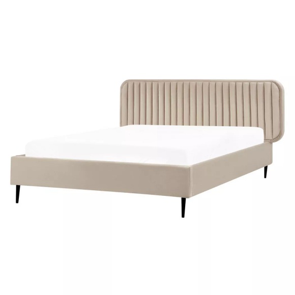 Beliani - Bett mit Lattenrost aus Samtstoff Modern BRIN, 140x200 cm, Taupe