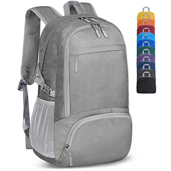 Leichter Faltbarer Rucksack-packbare Rucksäcke, Kleine Faltbare Rucksäcke Wanderrucksack Wasserdicht Unisex Grau ONE SIZE