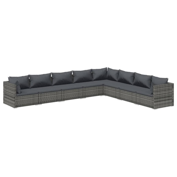 vidaXL 8-tlg. Garten-Lounge-Set mit Kissen Poly Rattan Grau