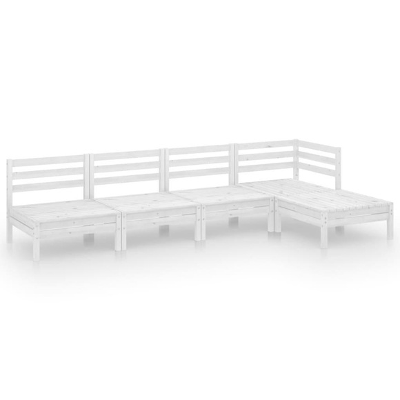 vidaXL 5-tlg. Garten-Lounge-Set Massivholz Kiefer Weiß