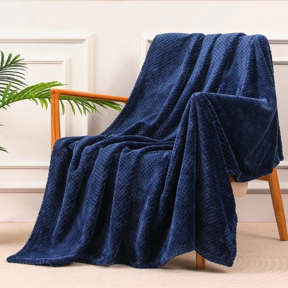 Alopini - Kuscheldecke Superweiche und warme Fleecedecke für Sofa, Couch Bett mit Waffelmuster, kuschelige & gemütliche Decke, One Size, Blau