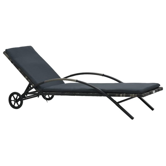vidaXL Sonnenliege mit Auflage & Rädern Poly Rattan Anthrazit