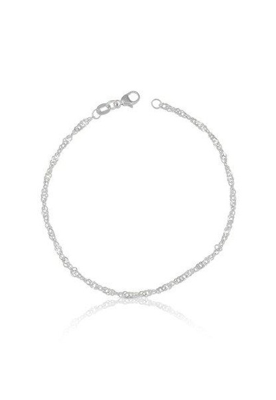 Fusskette Singapur Weissgold 750, 24cm, 2.4mm Damen Silber 24cm
