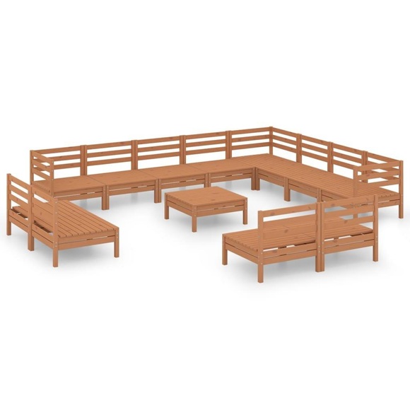 vidaXL 13-tlg. Garten-Lounge-Set Massivholz Kiefer Honigbraun