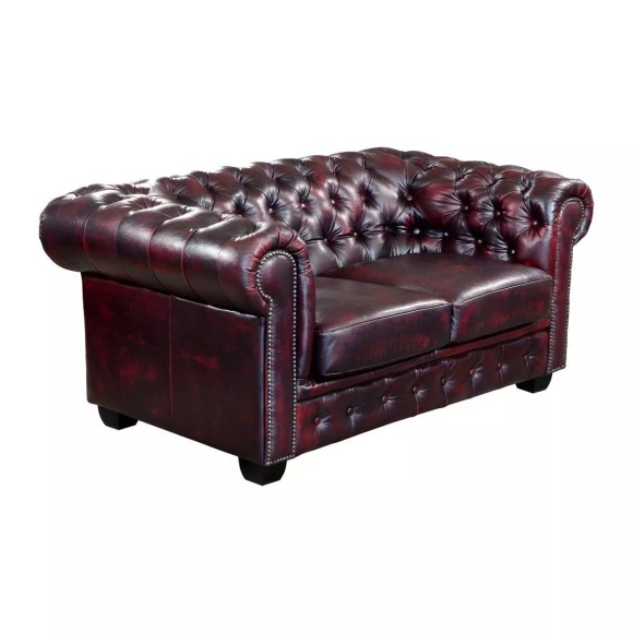 Chesterfield Ledersofa 2Sitzer Büffelleder braun BRENTON Chesterfield Ledersofa 2Sitzer Büffelleder braun BRENTON