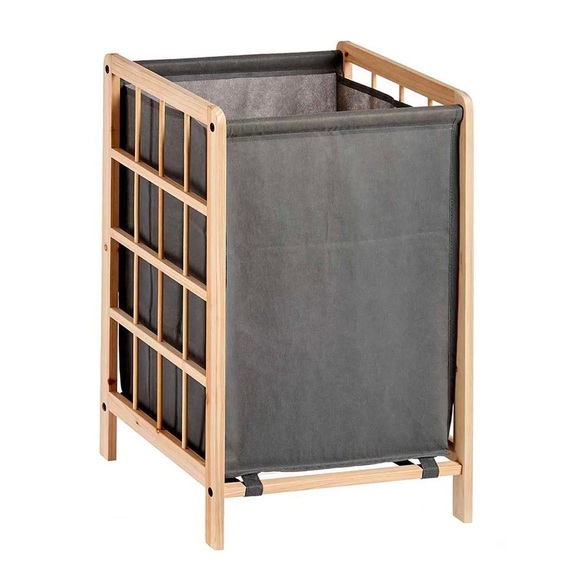 Wäschekorb Aus Stoff Und Holz - Grau Unisex