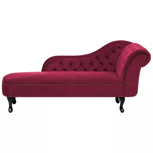 Beliani Chaiselongue Samtstoff dunkelrot rechtsseitig NIMES