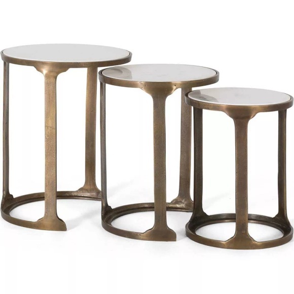 Couchtisch Marmor kupfer antik 45 (3er-Set)