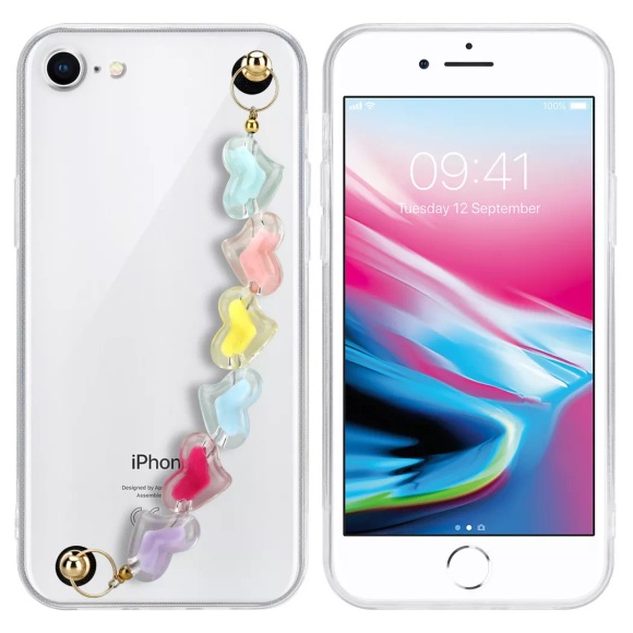 Hülle für Apple iPhone 7 7S 8 SE 2020 mit Handgelenk Kette