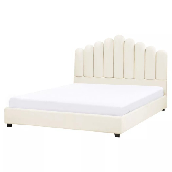Beliani - Bett mit Lattenrost aus Samtstoff Glamourös VINCENNES, 160X200CM, Schneeweiss