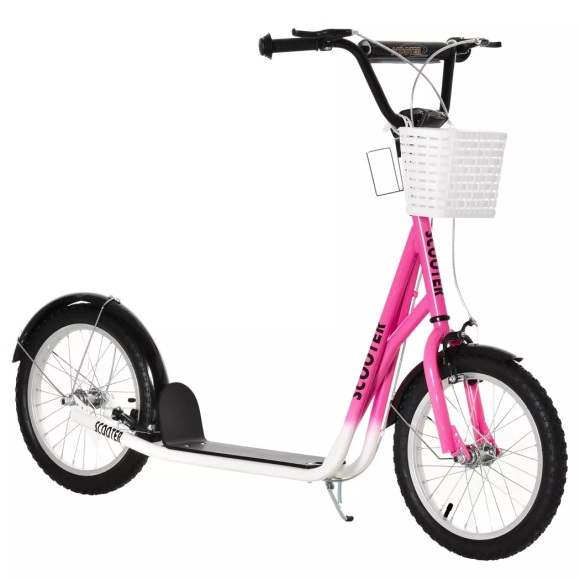 Northio - Kinderroller Scooter Tretroller mit Bremse Korb höhenverstellbar für 5-12 Kinder Roller Kickboard Aluminiumlegierung Gummi Rosa+Weiß, One Size